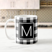 Mug Plaid Buffalo Noir et Blanc Monogrammé