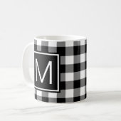 Mug Plaid Buffalo Noir et Blanc Monogrammé (Devant gauche)