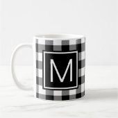 Mug Plaid Buffalo Noir et Blanc Monogrammé (Gauche)