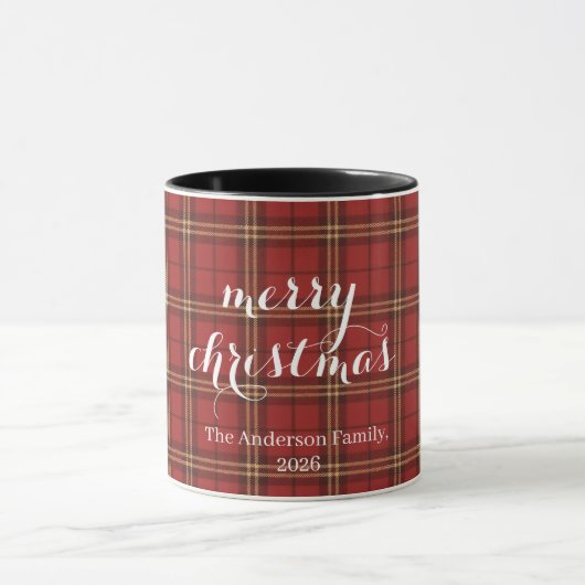 Mug Plaid Classique Joyeux Noël Festif - (Centre)