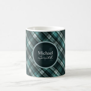 Mug Plaid cyan foncé frais (de vert bleu)