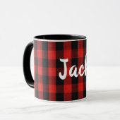 Mug plaid de bûcheron portant le nom (Devant gauche)