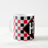 Mug plaid de buffle rouge et noir moderne À damiers pe (Devant gauche)