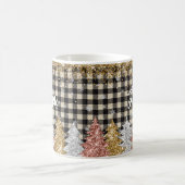 Mug Plaid de Noël et paillettes avec nom (Centre)