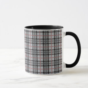 Mug Plaid de pixel dans le gris avec la rayure rouge