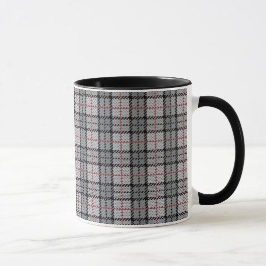 Mug Plaid de pixel dans le gris avec la rayure rouge (Droite)