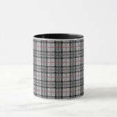 Mug Plaid de pixel dans le gris avec la rayure rouge (Centre)