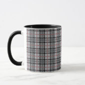 Mug Plaid de pixel dans le gris avec la rayure rouge (Gauche)