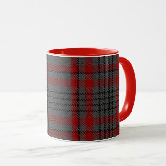 Mug Plaid de tartan géant noir rouge gris de Taupe (Devant droit)