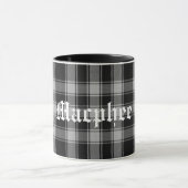 Mug Plaid de tartan noir et blanc fait sur commande de (Centre)
