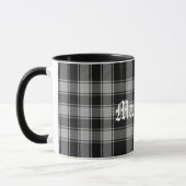 Mug Plaid de tartan noir et blanc fait sur commande de (Gauche)