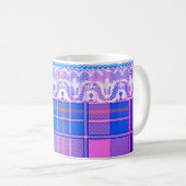 Mug Plaid et dentelle violet bleu rose rose mignon gir (Devant droit)