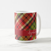 Mug Plaid Green Red Gold Personnalisé (Devant droit)