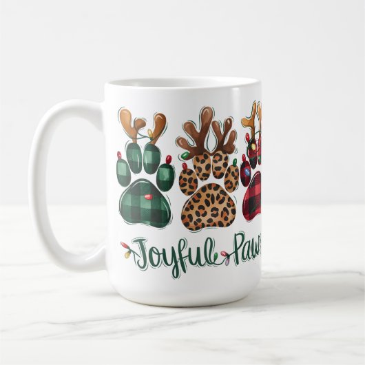 MUG PLAID JOYFUL PAWS HOLIDAY CHIEN PIEDS (Gauche)