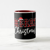 Mug Plaid MERRY Design with Santa Hat (Centre)