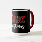 Mug Plaid MERRY Design with Santa Hat (Devant droit)