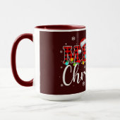 Mug Plaid MERRY Letters with Santa Hat  (Gauche)