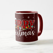 Mug Plaid MERRY Letters with Santa Hat  (Devant droit)