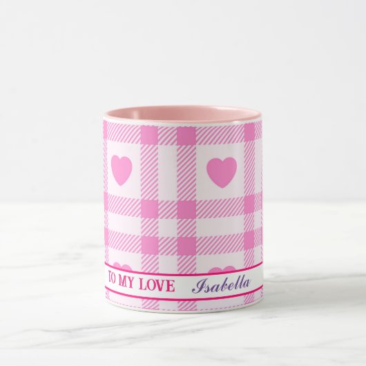 Mug Plaid Modern Pink Heart Collection (Centre)