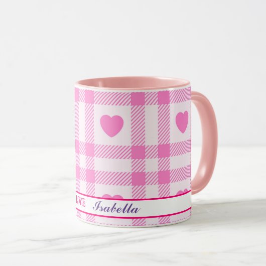 Mug Plaid Modern Pink Heart Collection (Devant droit)