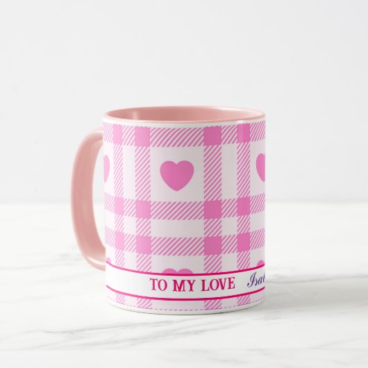Mug Plaid Modern Pink Heart Collection (Devant gauche)