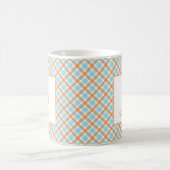 Mug Plaid Monogramme Nom Turquoise et Orange (Centre)
