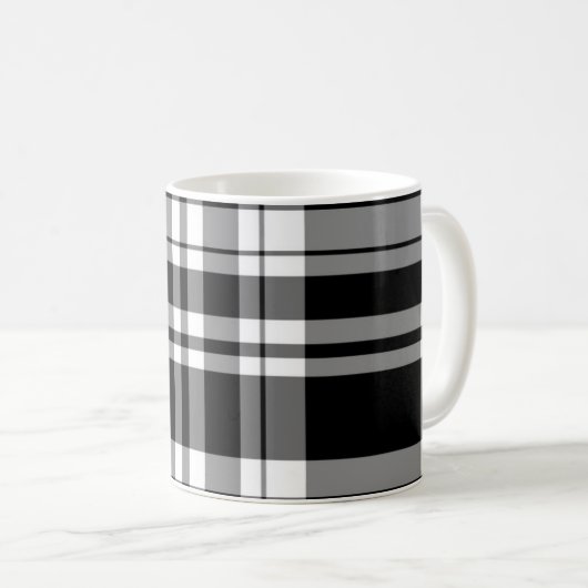 Mug Plaid noir et blanc (Devant droit)