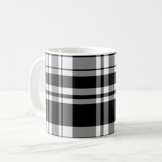 Mug Plaid noir et blanc (Devant gauche)