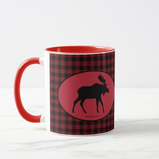 Mug Plaid noir rouge d'orignaux (Gauche)