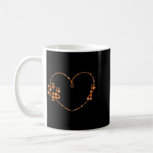 Mug Plaid Orange Noir Patte de Chien Os Coeur Hallowee