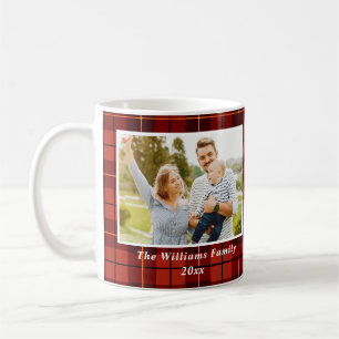 Mug Plaid personnalisé de motif de tartan de 2 photos