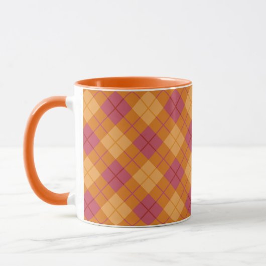 Mug Plaid polarisé dans l'orange et le rose (Gauche)