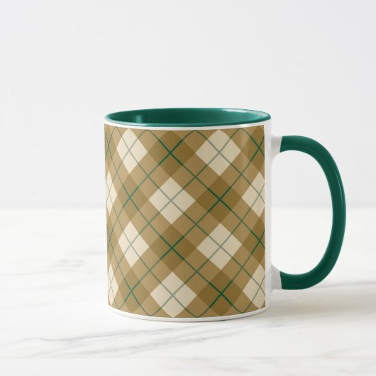 Mug Plaid polarisé en or avec la rayure verte (Droite)