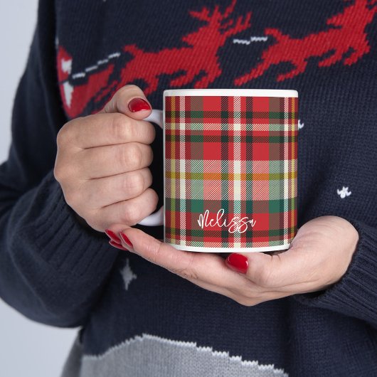 Mug Plaid Red Green Rustic Noël personnalisé