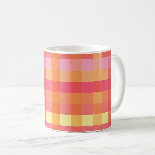 Mug Plaid rose et orange (Devant droit)