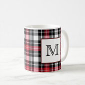 Mug Plaid rouge et noir de monogramme (Devant droit)