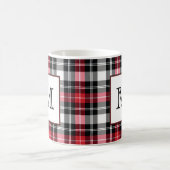 Mug Plaid rouge et noir de monogramme (Centre)