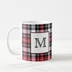 Mug Plaid rouge et noir de monogramme