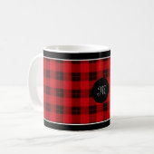 Mug Plaid /tartan motif rouge et noir (Devant gauche)