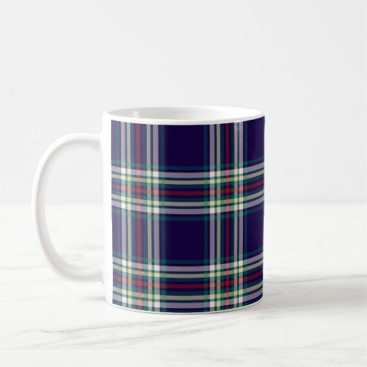 Mug Plaid vintage bleu-foncé (Gauche)