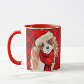 Mug Plaid with King Charles Spaniel Christmas Dog (Gauche)