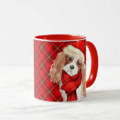 Mug Plaid with King Charles Spaniel Christmas Dog (Devant droit)