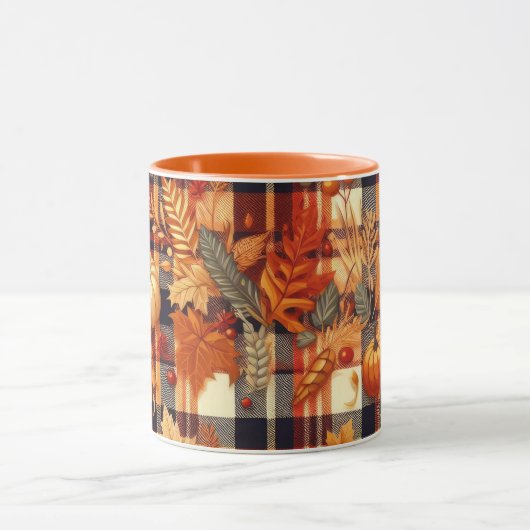 Mug Plaids d'automne citrouille Maple Feuille (Centre)