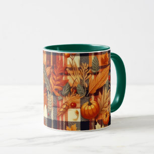Mug Plaids d'automne citrouille Maple Feuille