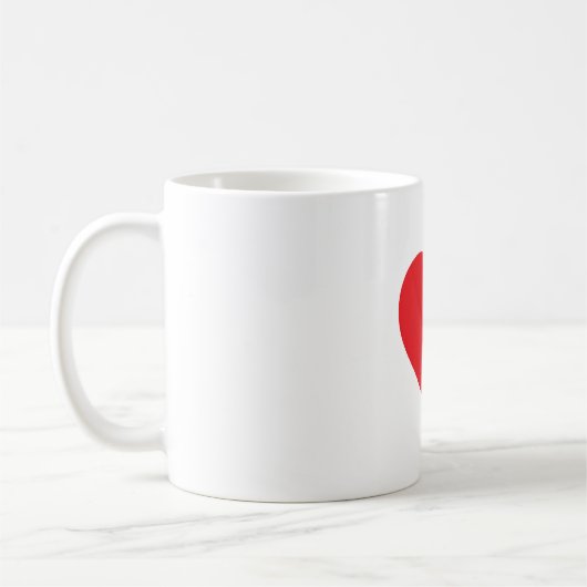 Mug Plain Modern White Red Love Heart Graphic (Gauche)