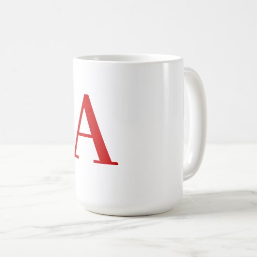 Mug Plain Modern White Red Monogram Initial Letter (Devant droit)