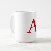 Mug Plain Modern White Red Monogram Initial Letter (Devant gauche)