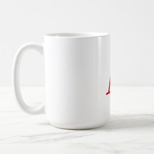 Mug Plain Modern White Red Monogram Initial Letter (Gauche)