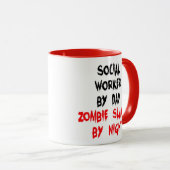 Mug Plaisanterie zombie du travailleur social (Devant droit)