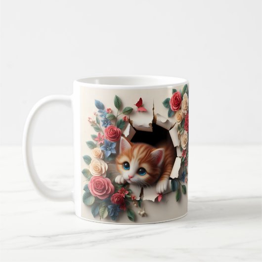 Mug Plaisir Whimsical : Trou de chaton 3D dans un mur (Gauche)
